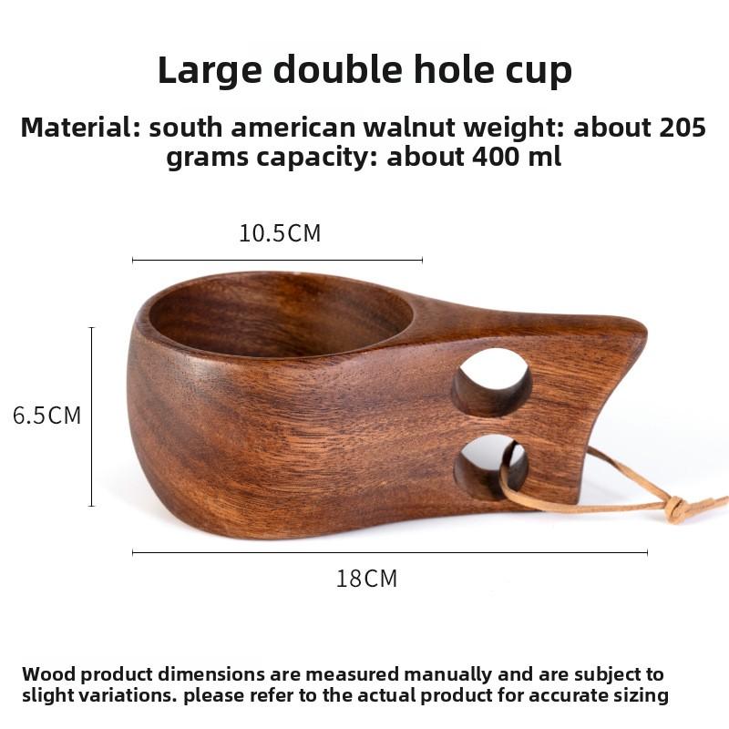 DIY Walnut Wooden Milk Cup Acacia Wood Salad Cup Solid Wood, Creative Mug with Handle Coffee Mug