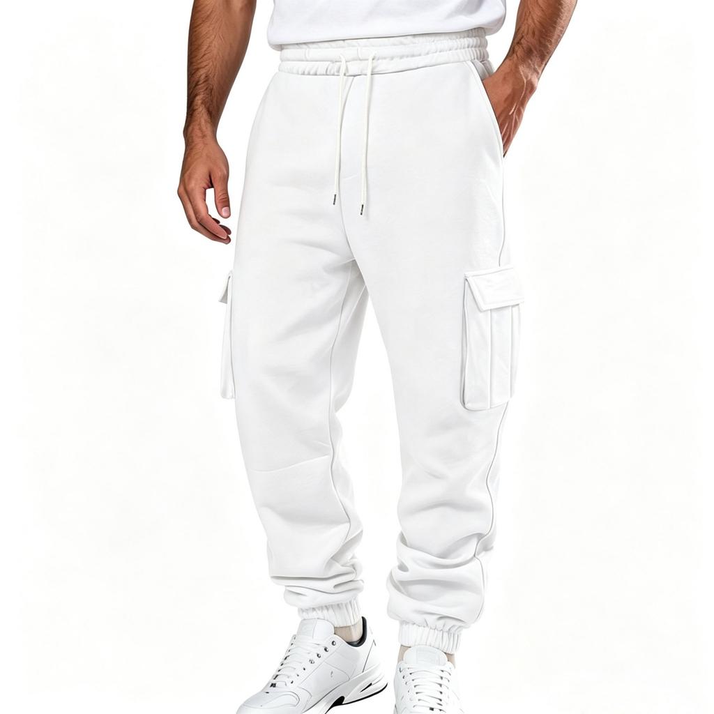 Herren-Cargo-Jogginghosen mit mehreren Taschen und Kordelzug-Taille für lässige Alltagsmode