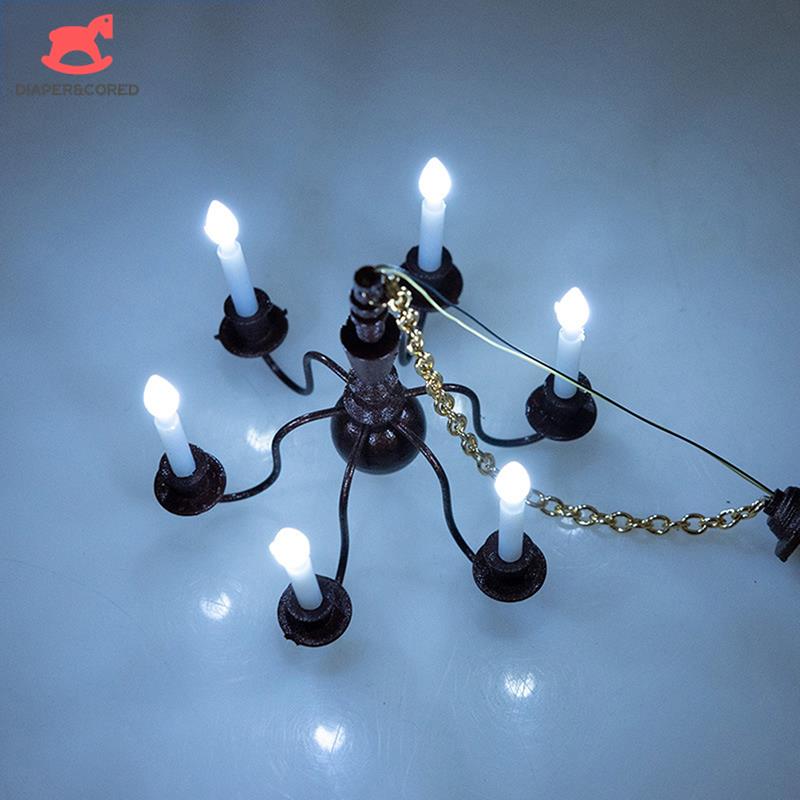 Kid’S Realistic Dollhouse Furniture Chandelier Sand Table Toy Led Ceiling 1:12 Miniature Ceiling Lamp Decor Accessories