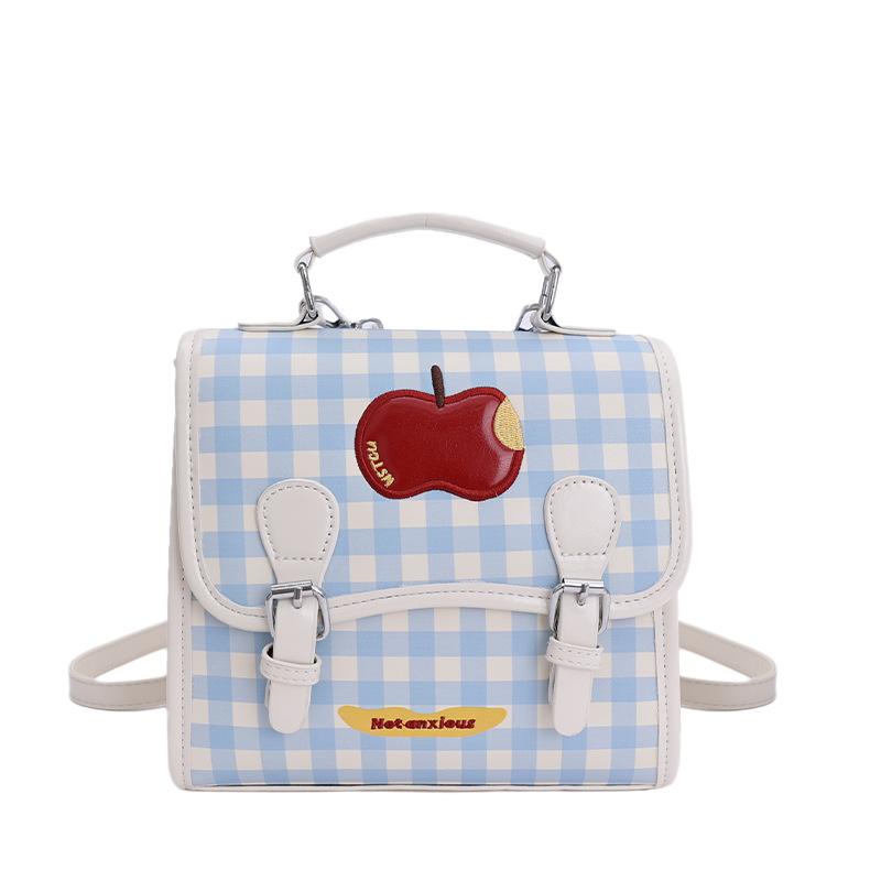 2025 New Dopamine Cute Apple One Pack Multi-back Shoulder Bag Underarm New Small Fresh Plaid Backpack