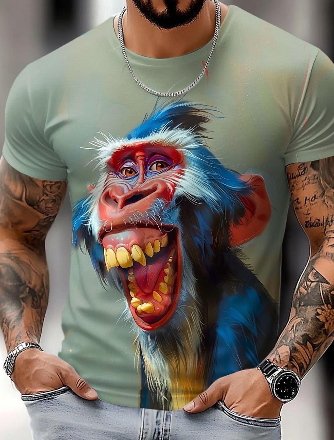 

Мужская футболка с изображением животных, забавная футболка с коротким рукавом, 3D-принт, рубашка с круглым вырезом, преувеличенная дизайнерская летняя повседневная одежда для вечеринок XL
