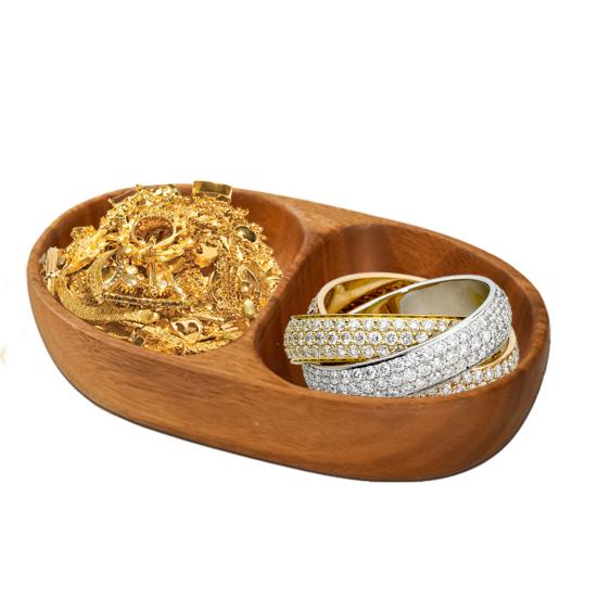 Solid Wood Snack Tray Fine Craftsmanship Smooth Surface Dual Grids Boat Shape Multi-Functional Organizer Wooden Serving Tray