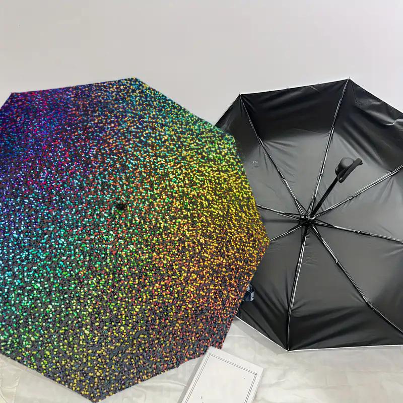 1 Stück Glitzer-Kreismuster-Schirmdesign, Automatisches Öffnungs- und Schließsystem, Hochwertiger Reiseschirm, Leicht und Tragbar