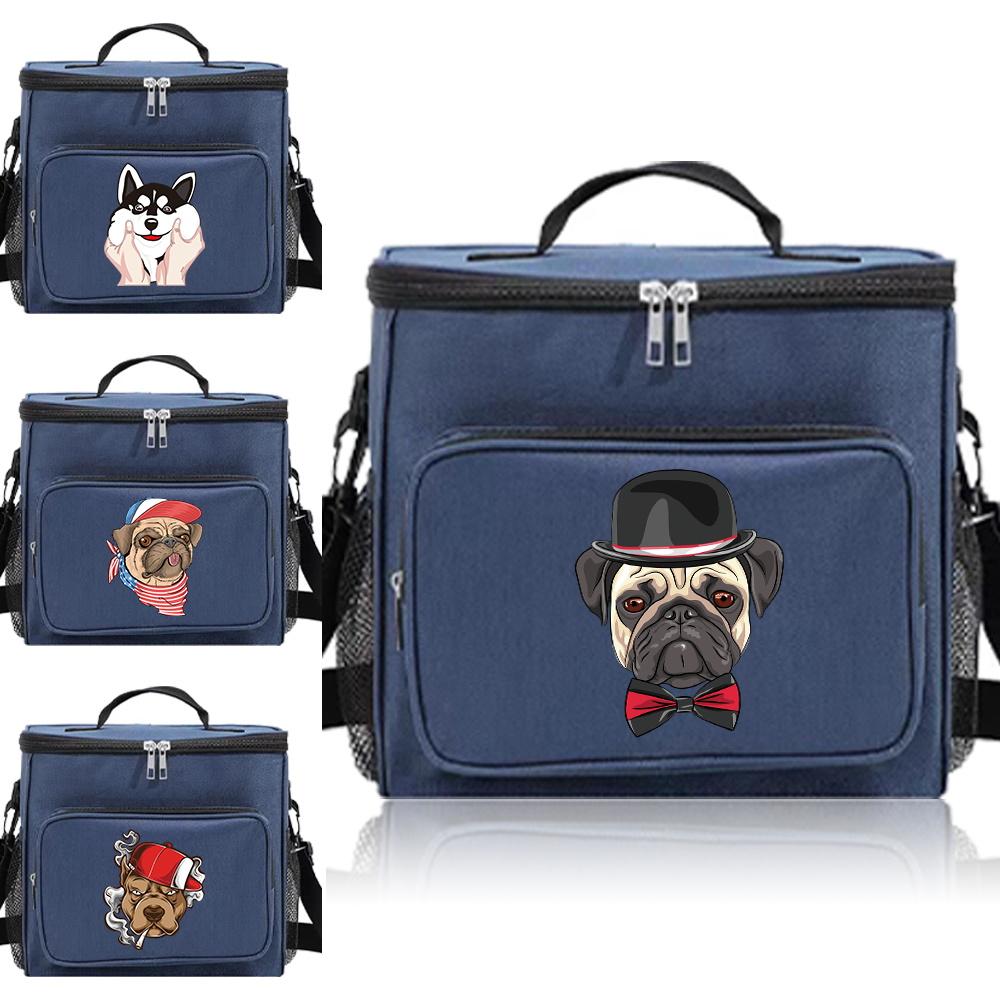 Insulated Bags Portable Shoulder Lunch Bag Waterproof Cooler Box Thermal Organizer Handbag for Men and Women Dog Printing