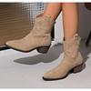 Botines Women Boots New Winter Boots Western Cowboy Boot Pointed Embroidered Knight Boot Retro High Heels Allmatch Ankle Botas