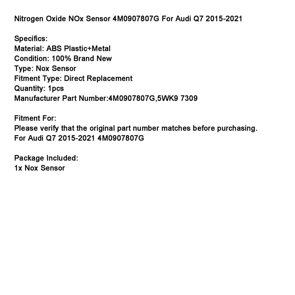 Nitrogen Oxide NOx Sensor 4M0907807G For Q7 2015-2021