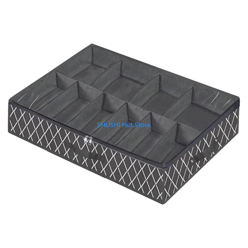 Shoes Storage Box with Zipper and Handle Foldable Reusable D57B
