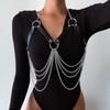 Women Fashion Pu Leather Belt Multi-Layer Fringe-Adorned Suspender Strap Gothic-Style Shaping Waist Belts Party Outfit Belt