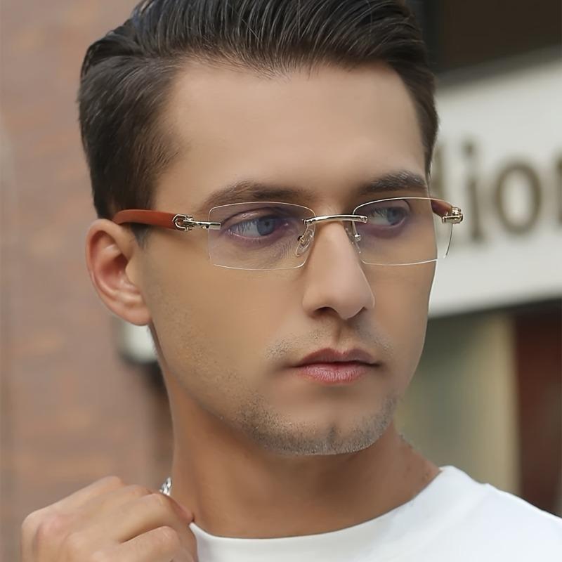 1 Pair of Modern Glasses with Frameless Rectangular Design Suitable for Business Leisure and Formal Occasions