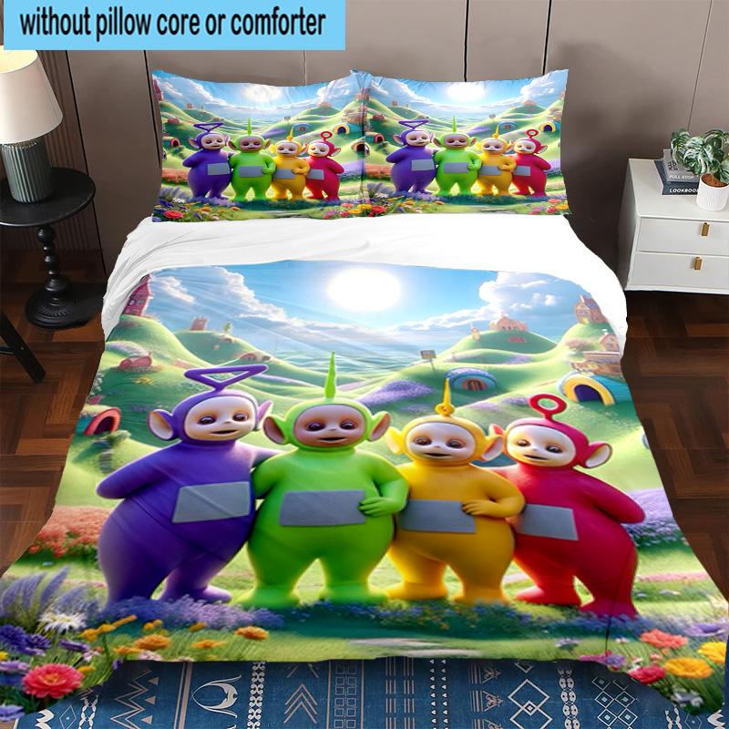 3PCS Tele-tubbies Celebration 3pcs Bedding,Including 3PCS Duvet Cover And 2pcs Pillowcases Perfect for Christmas,Ideal for Bedroom, Dormitory