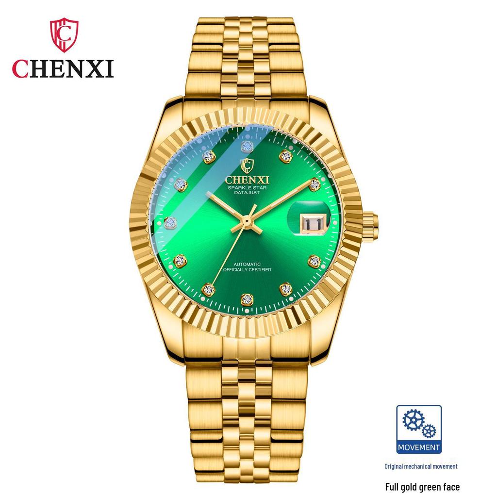 CHENXI Goldene Mechanische Uhr mit Stahlarmband - 8804A Modischer Trendsetter Business-Zeitmesser