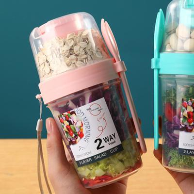 Tragbare Salat Tasse Getreide Doppel Schichten Obst und Gemüse Container Lagerung für
