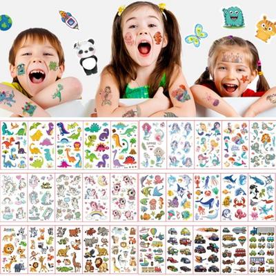 Children's Tattoo Sticker Character Mask Decoration, F. Car Airplane, 1 Set