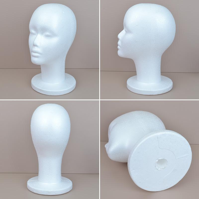 Testa di Manichino Femminile Maschile Bianca Espositore per Parrucche Schiuma Cappello Occhiali Espositore Porta Cappello Manichino Modello Testa di Manichino