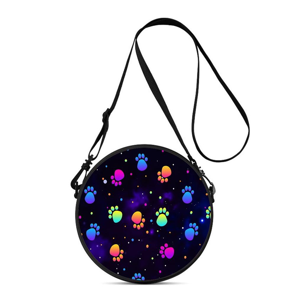 Cute Dog Print Round Shoulder Bag Casual Messenger Bag for Woman Best Gifts 2D Flat Casual Daily Crossbody Bag