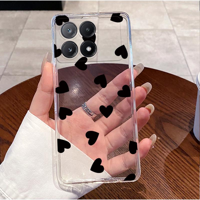 Case Poco X6 Pro 5G/Poco X6 5G Clear Luxury Cute Love Rabbit Funny Soft Silicone Phone Case PocoX6 X6Pro Transparent Back Cover