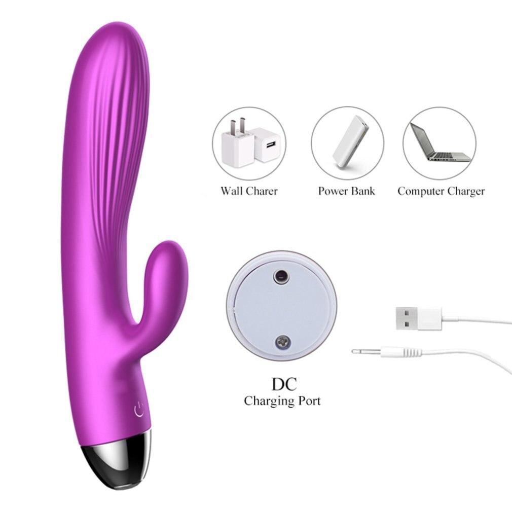 Purple Rabbit  Waterproof Usb Rechargeable 10 Modes Silicone Rabbit s