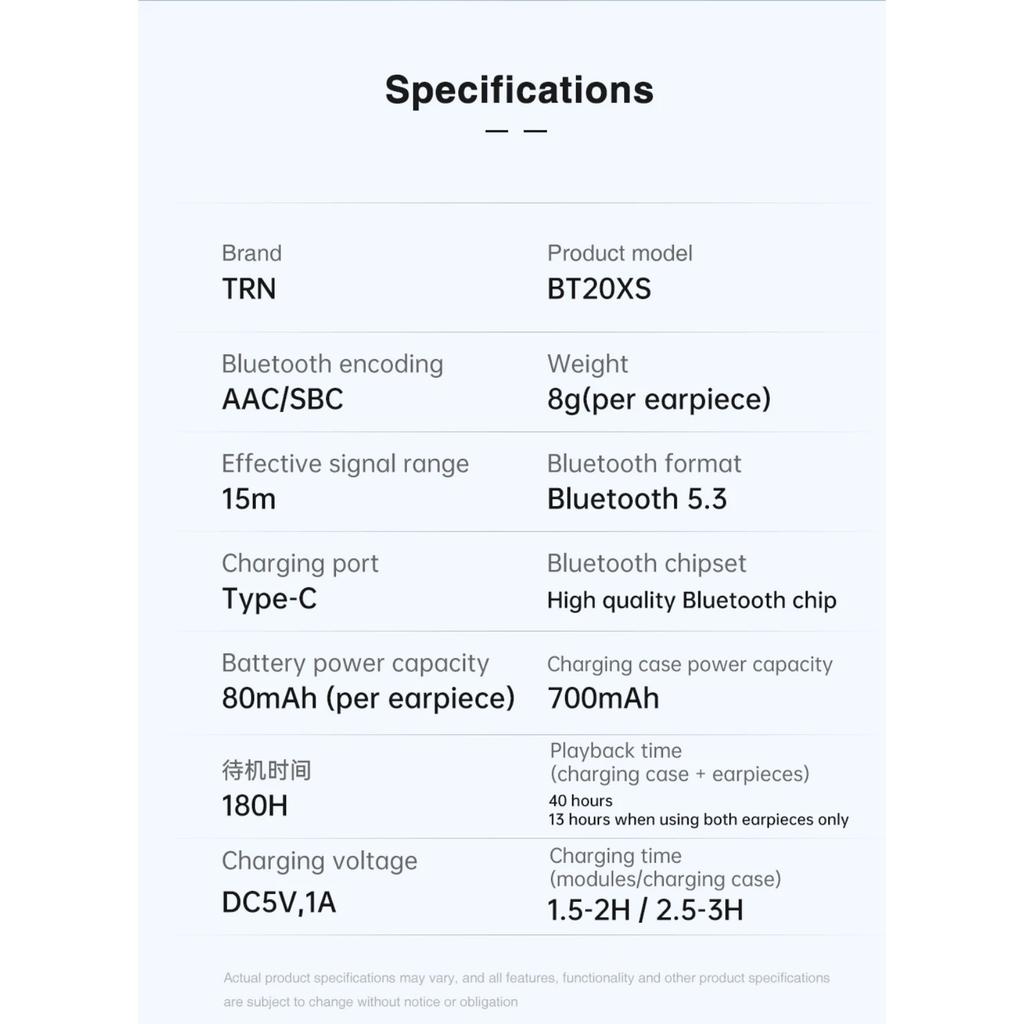 TRN BT20PRO Bezdrátová Bluetooth 5.3 HIFI Sluchátka Modul Upgrade Kabel Vyměnitelný pro Air Pods Conch 0.75 0.78 Mmcx 2pinyqdc