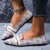 Fashion Style Sharp Point Elegant Work Single Shoes for Women Spring/Autumn Solid Color Butterfly Knot Mesh Flat Casual Shoes