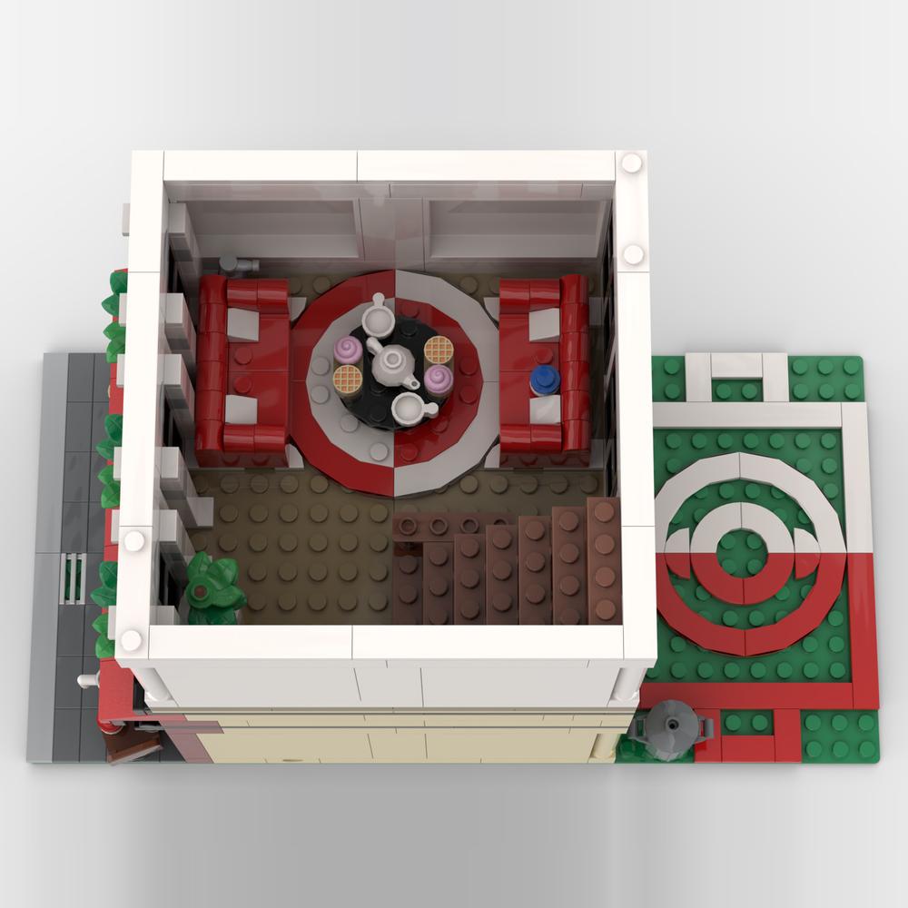 New MOC Classic Animated City Street Scene Cafe Model Building Blocks DIY Modular Assembly Children's Toy Boy Collectible Gift