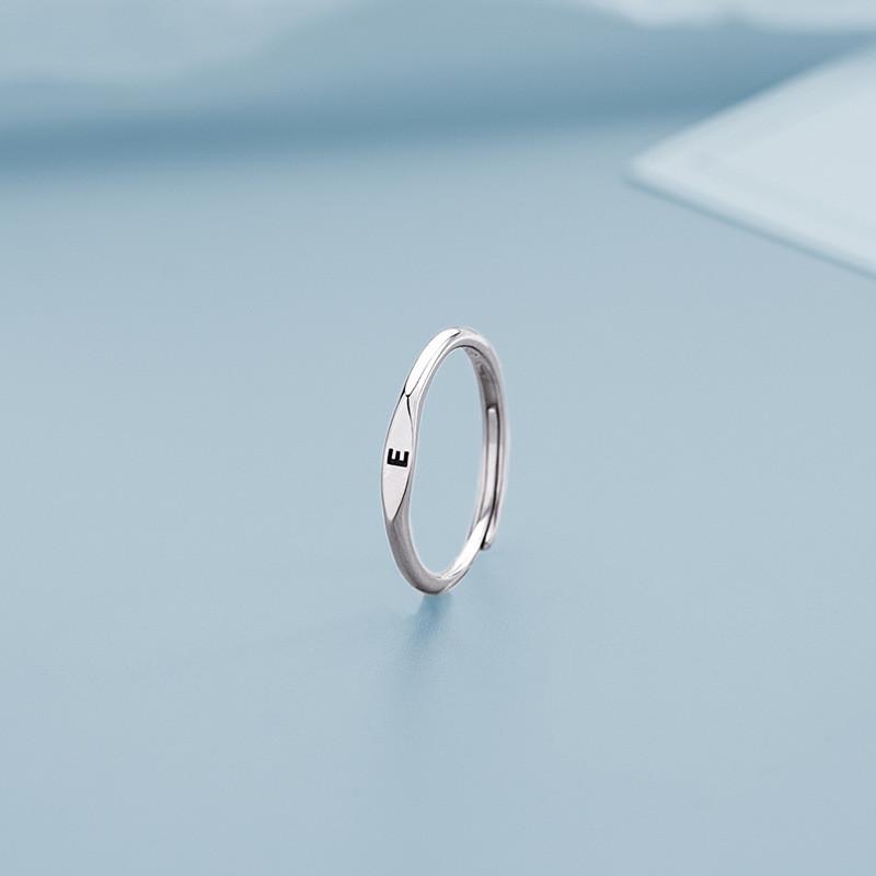 Stainless Steel Silver Color A-Z 26 Initial Letter Name Ring for Women Minimalist Thin Adjustable Finger Rings  Jewelry
