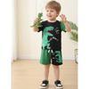 Summer Boys Clothes Set Dinosaur Print Color Block T-shirt Shorts 2Pcs 1-8 Years Toddler Kids Breathable Sporty Casual Outfit
