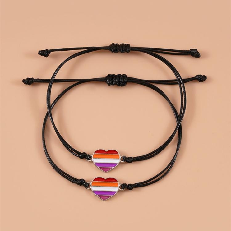 2x Minimalist Bracelet Rainbow Color Charm Wax Rope Bracelet Friendship Jewelry
