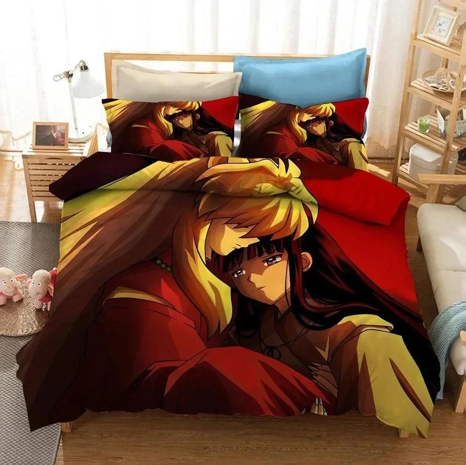 3D Anime Inuyasha Duvet Cover Ses Shoumaru Printed Bedding Set Anime Bed Linen Set Cartoon Bedroom Decor Gifts for Anime Fans