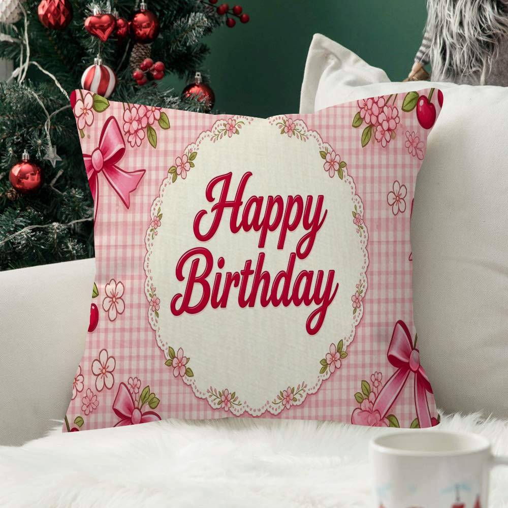 Pink Cherry Cherries Butterfly Pillow Case Plush Fabric Soft Double Sided Print Sofa Cushion Cover Throw Pillow Covers