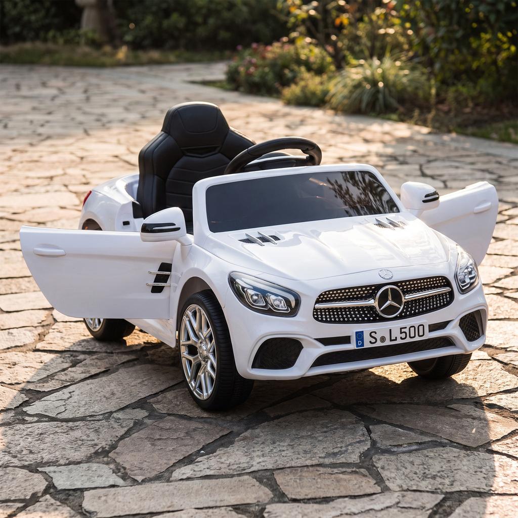 Electric Ride-On Car, 12V, Mercedes-Benz SL500, 3-5 km/h, 2 Motors, Remote, Ages 3-5, White
