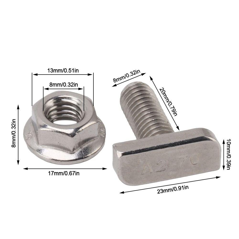 20set Stainless Steel T Bolts High Tensile Strength M8 Hammer Head Screws  Photovoltaic