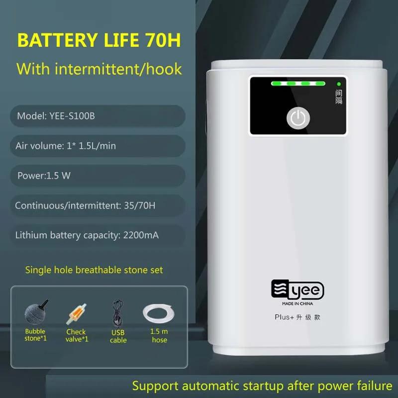 Fish Tank Oxygen Air Pump USB Charging Rechargeable Battery Household Portable Silent Fishing Tool