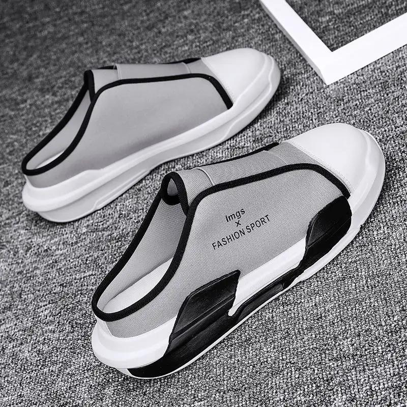 Fashion Mules Slides Flat Rubber Pvc Canvas Half Men's Shoe Designer Luxury Adult High Quality Fashion Clappers 2025 Casual Male Slipper