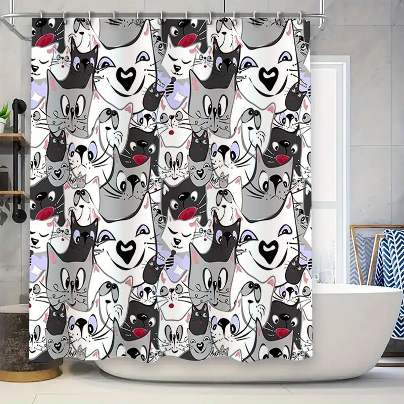 

Modern Bathroom Shower Curtain Cats Print Waterproof Washable Decoration For Home Decor W60H190(CM)-1 Pcs