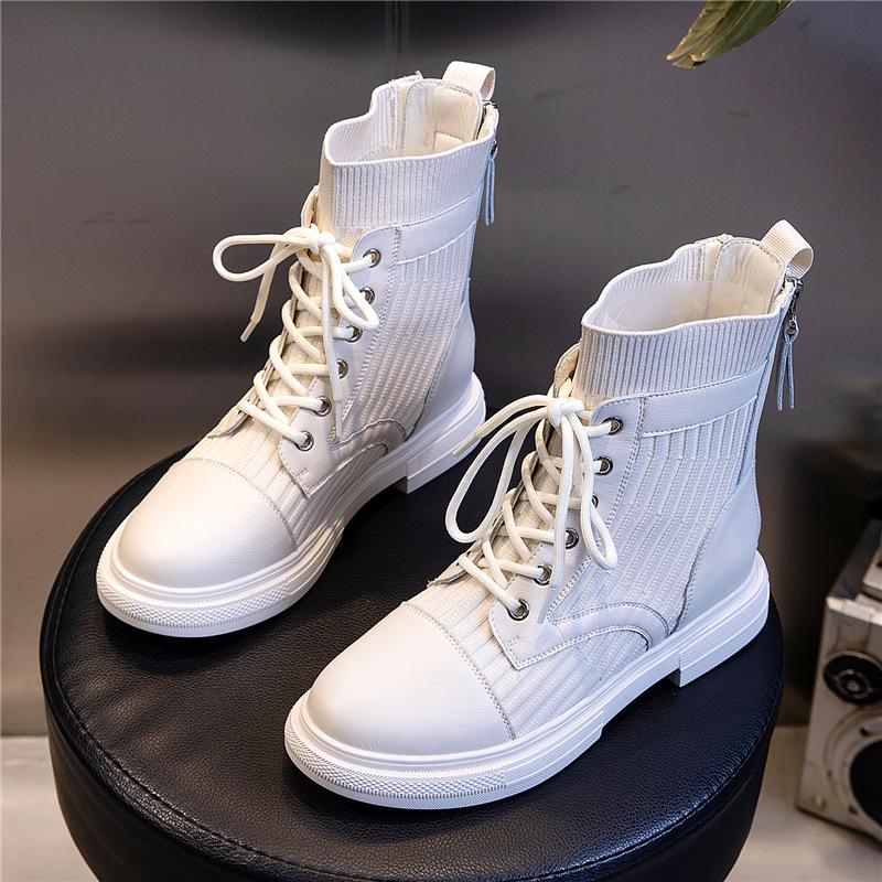 Martin Boots Women's 2025 Autumn and Winter Platform Socks Short Boots Children's Medium Tube Retro Leather Women's Shoes Trendy Retro Style