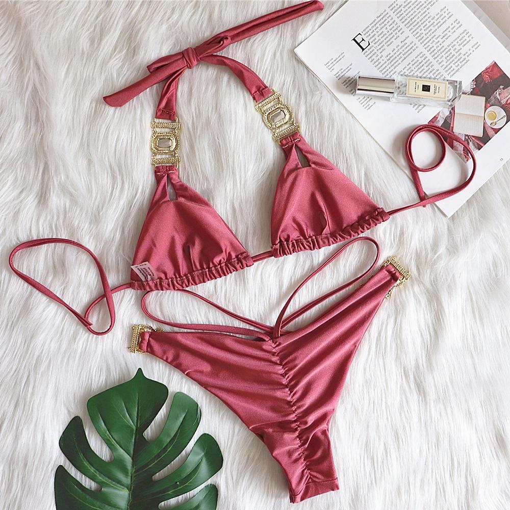 Bikini Sexy Crystal Diamond Swimwear Bandage Vintage Swimwear Women