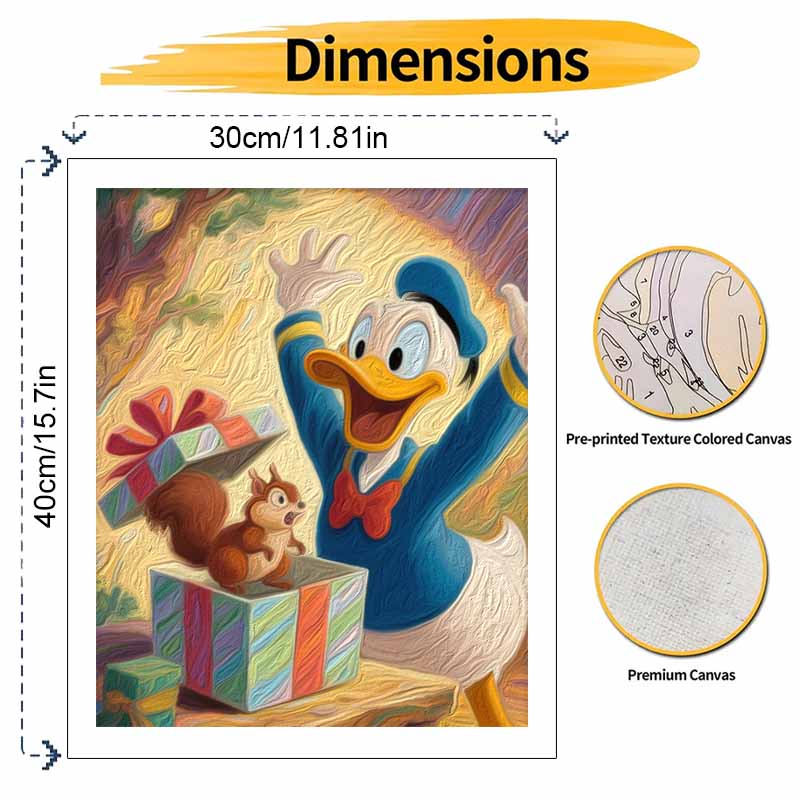 Disney Oil Painting Handmade Diy Donald Duck and Squirrel Surprise Gift Home Decorations