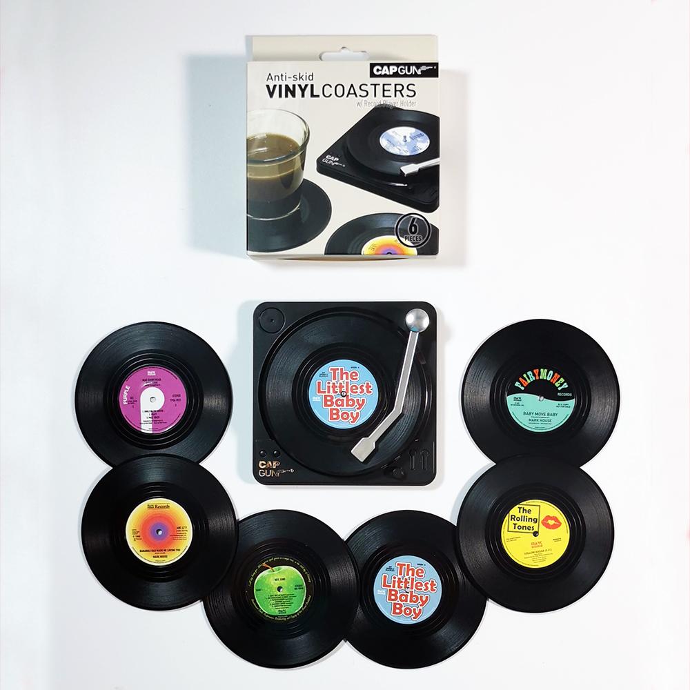 

Новейший 6 шт. пластиковый ретро виниловый коврик для чашки, противоскользящие подставки под кофе, термостойкий коврик для музыкального напитка, настольная подставка