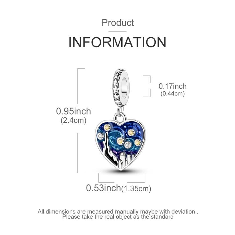 Fit Original Bracelet Copper Van Gogh Starry Sky Pendants Charms Beads For Women Jewelry Making Gift