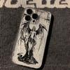Gotisches Dunkler Engel Skizze Muster Design Schutzhülle für iPhone 17 16 15 14 13 12 11 16E Serie Pro Max Plus