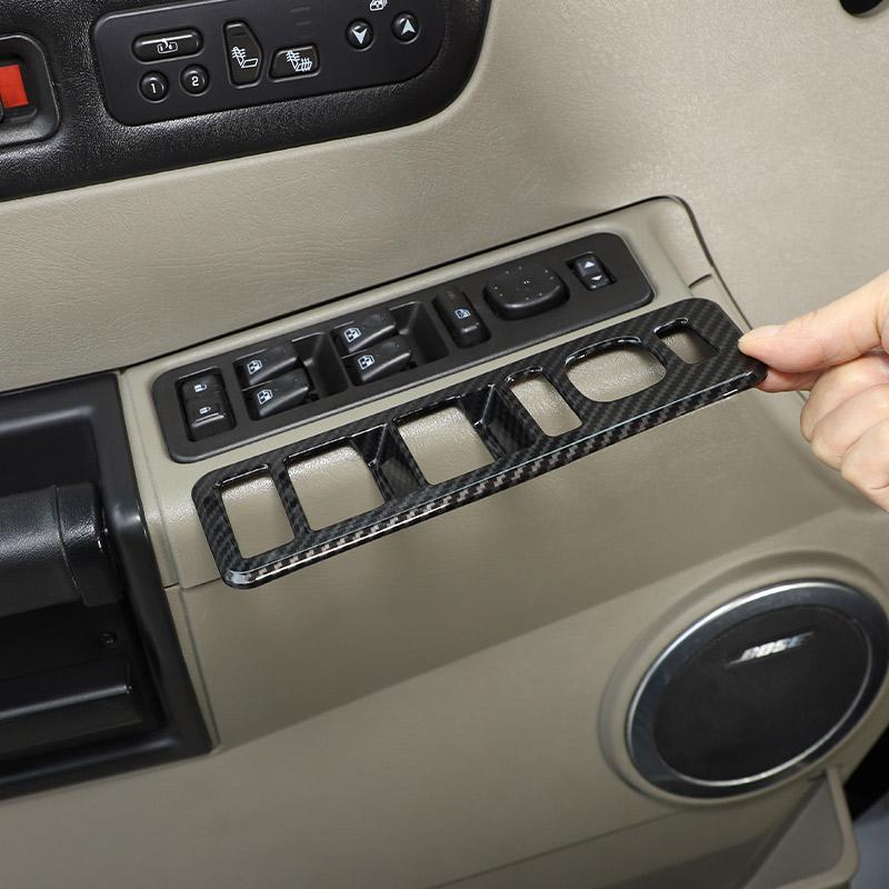 Car Glass Lift Button Decorative Frame Sticker ABS Carbon Fiber Silver For Hummer H2 2003-2007 Car Interior Accessories