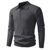 Spring Autumn Men's Knitted Pullovers Solid Color Full Sleeve Turn Down Collar Smart Casual Knitting Sweater Men Slim Fit Tops