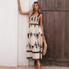 Spring and summer new holiday style print suspender dress ethnic style long dress