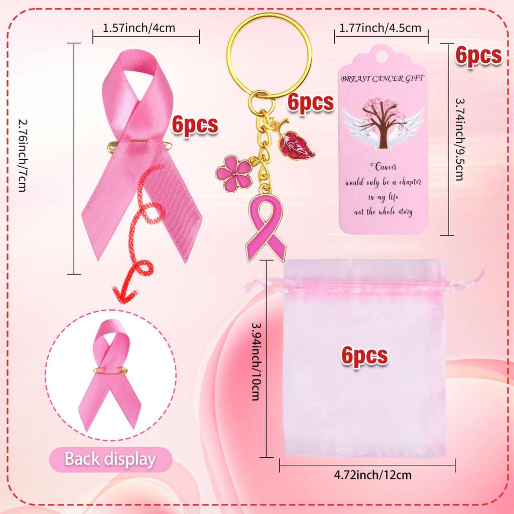 Breloc Broșă Panglică Roz Conștientizare Cancer Mamar - Cadou de Îngrijire și Încurajare pentru Femei