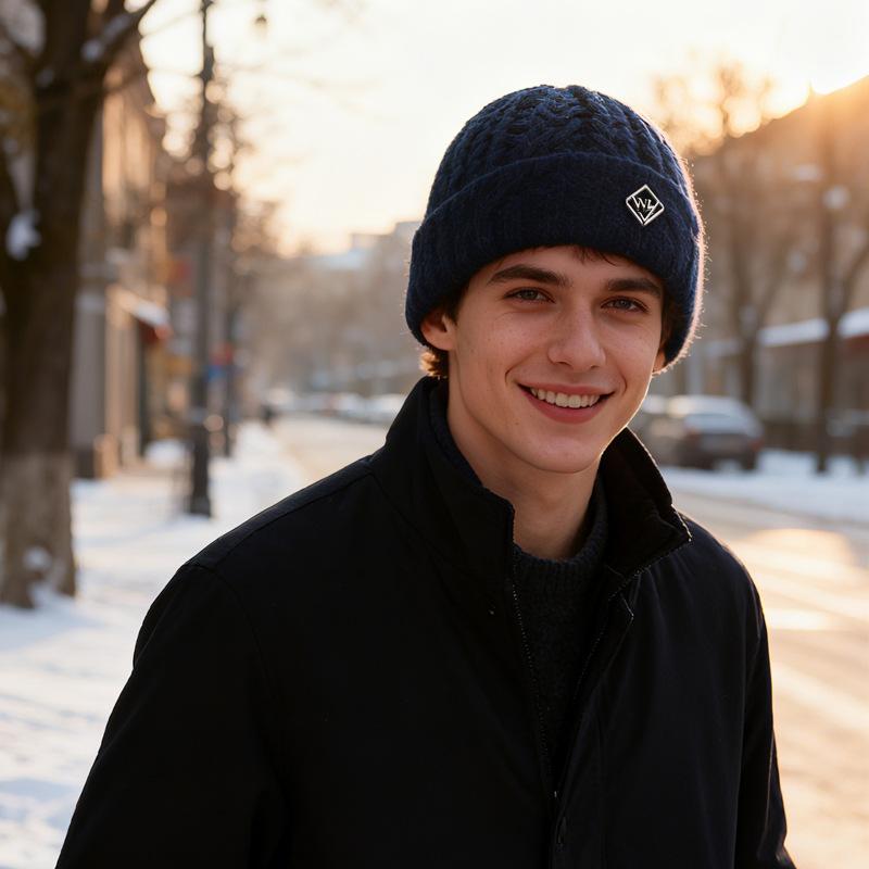 Wool Hat Men's Outdoor Hat Warm Hat British Style Knitted Hat