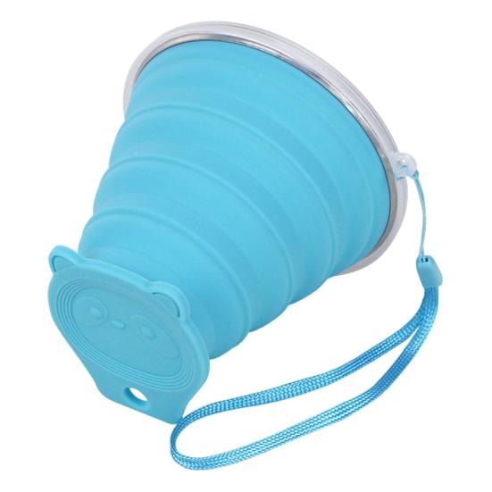 Yousheng Silicone Foldable Water Cup with Lanyard Wide-Mouth Design Leak-Proof Portable Water Bottle with Transparent Cap