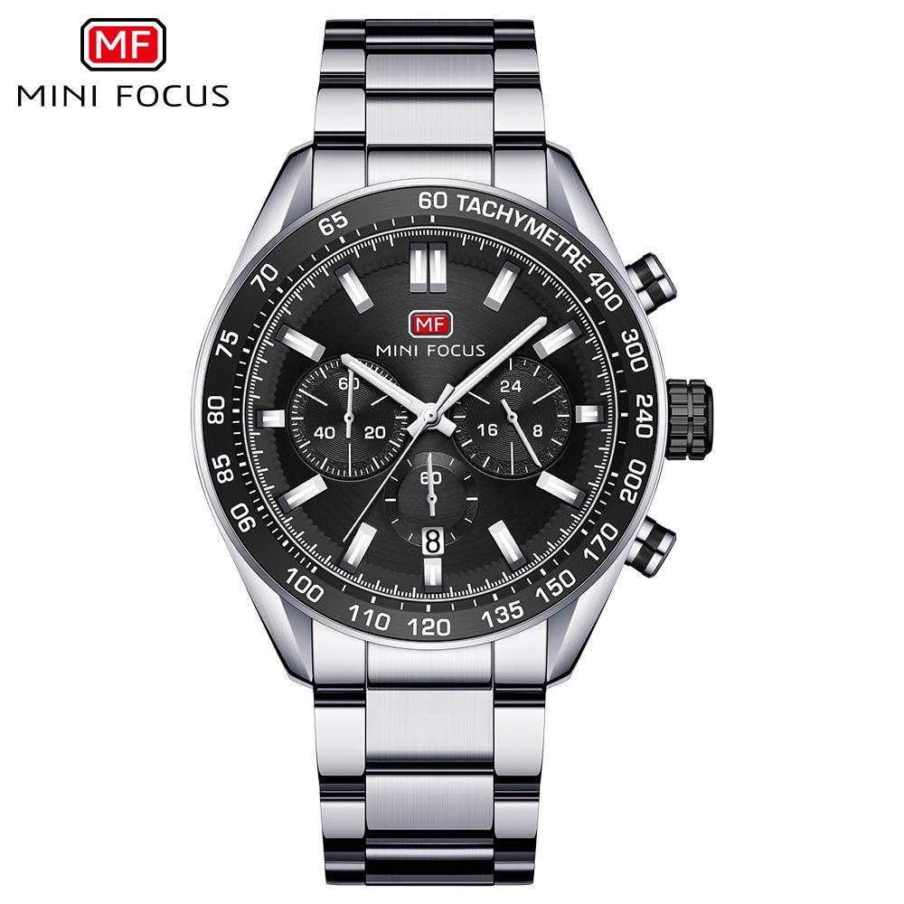 MINI FOCUS Men's Luminous Multifunctional Waterproof Steel Watch 0403G