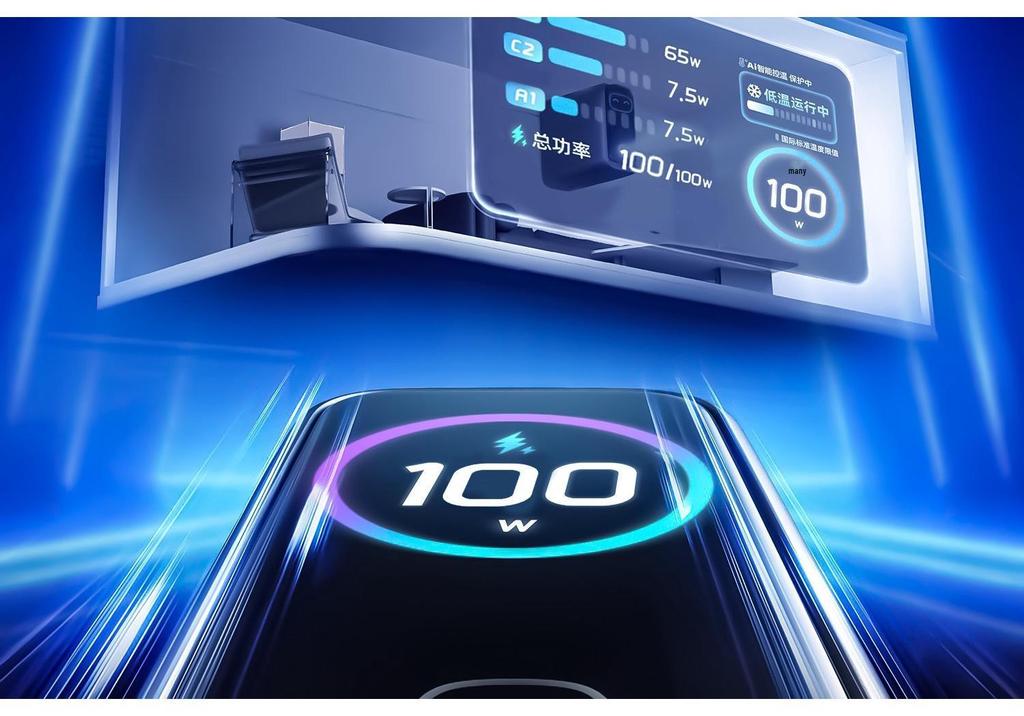 AI-Powered 100W Gallium Nitride Multi-Port Charger for Phones and Laptops
