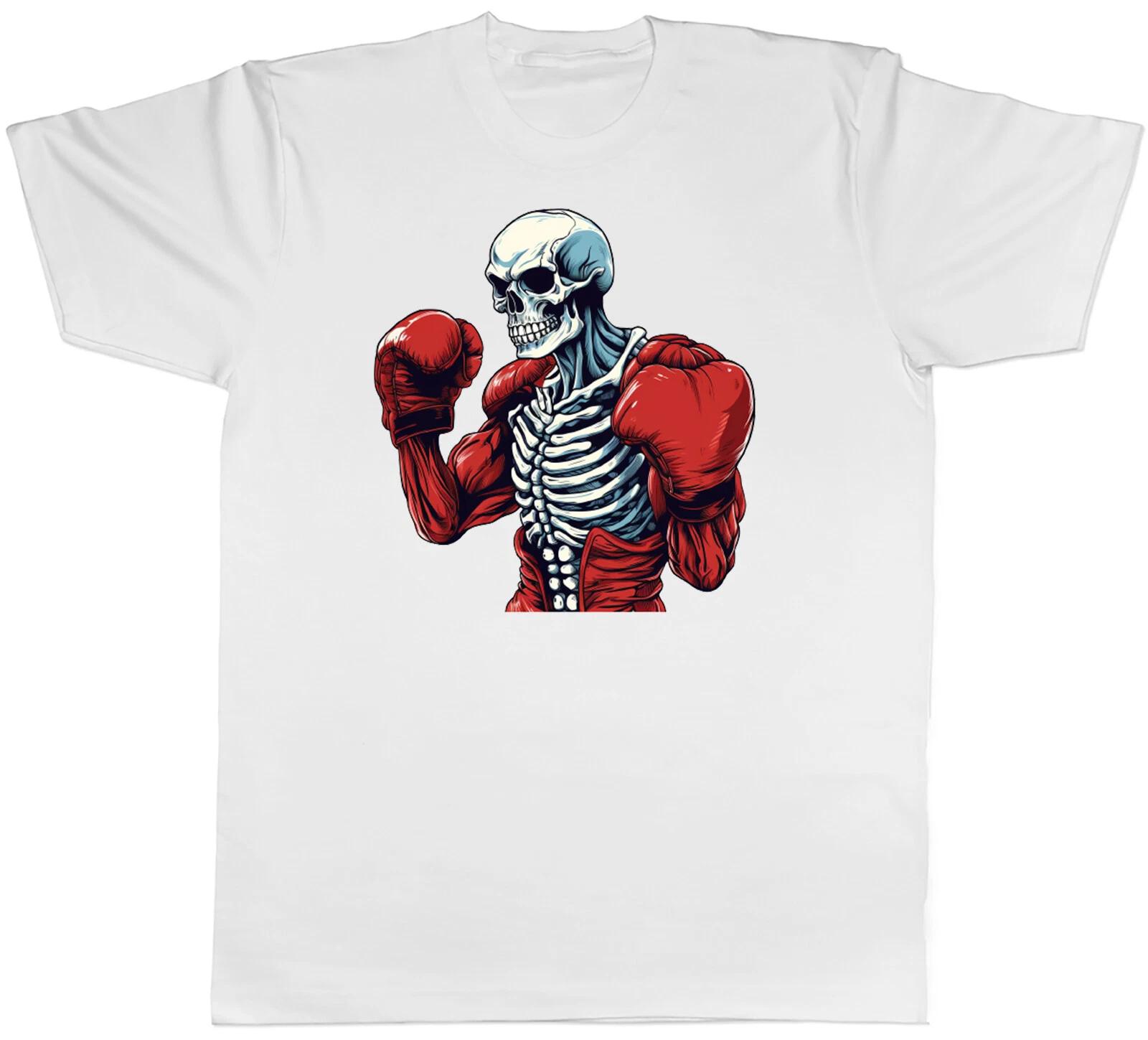 Skeleton Boxer Mens T-Shirt Gothic Boxing Champion Gloves Tee Gift L