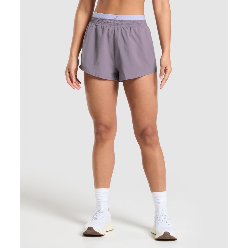 

GYMSHARK Double Waistband Shorts Fog Purple Silver Lilac B8A9V PBZZ XXL